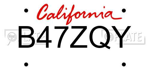 B47ZQY California License Plate