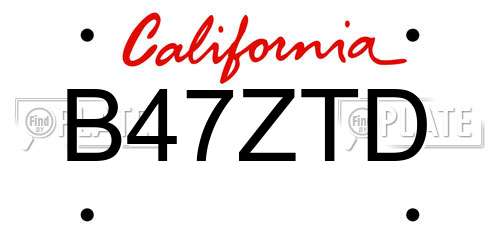 B47ZTD California License Plate