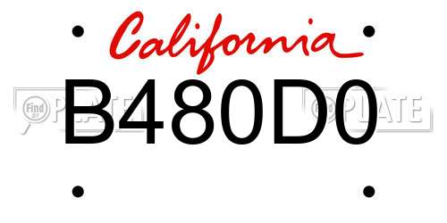 B480D0 California License Plate