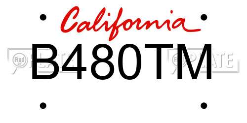 B480TM California License Plate