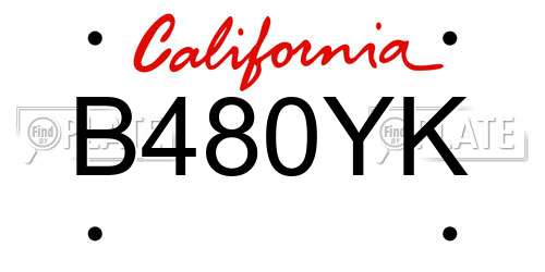 B480YK California License Plate