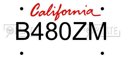 B480ZM California License Plate