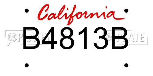 B4813B California License Plate
