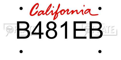 B481EB California License Plate