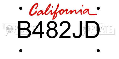 B482JD California License Plate