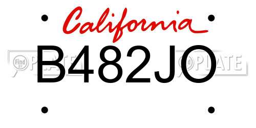B482JO California License Plate