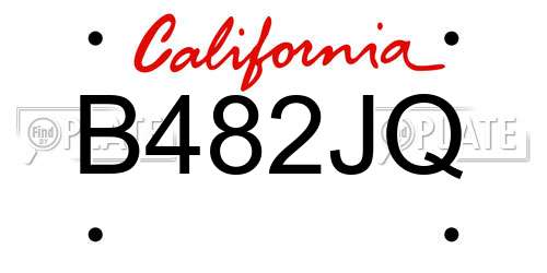 B482JQ California License Plate
