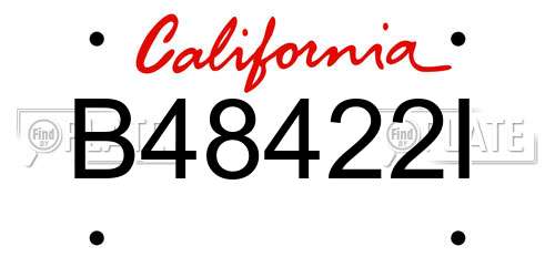 B48422I California License Plate