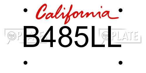 B485LL California License Plate