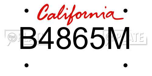 B4865M California License Plate