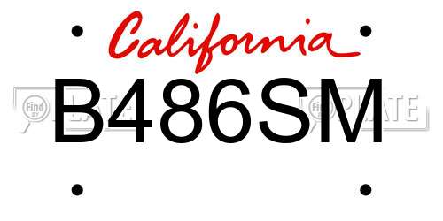 B486SM California License Plate