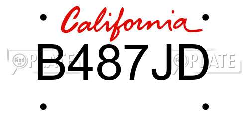 B487JD California License Plate
