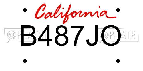 B487JO California License Plate