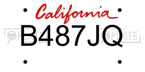 B487JQ California License Plate