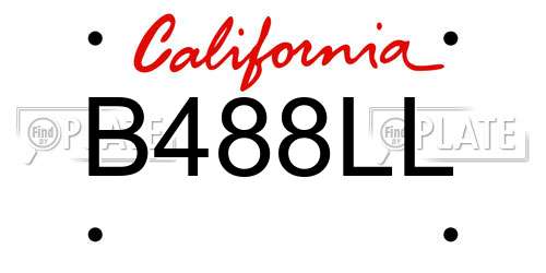B488LL California License Plate