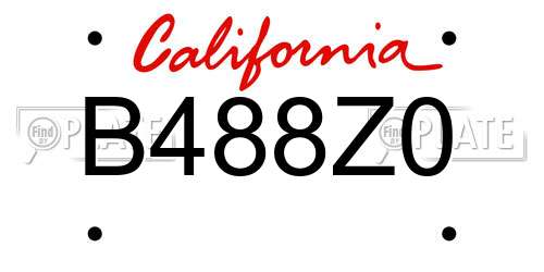 B488Z0 California License Plate
