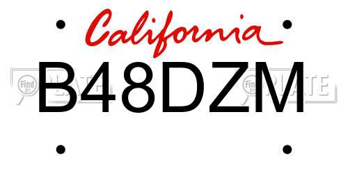 B48DZM California License Plate