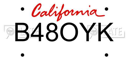 B48OYK California License Plate