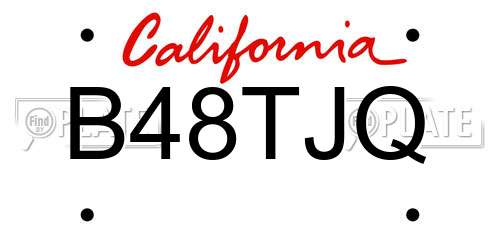 B48TJQ California License Plate
