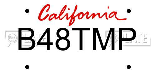B48TMP California License Plate