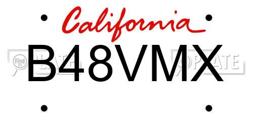 B48VMX California License Plate