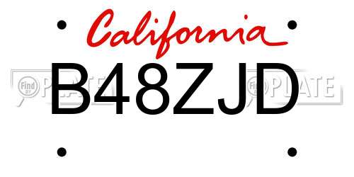 B48ZJD California License Plate