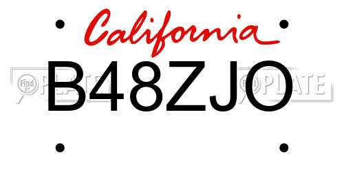 B48ZJO California License Plate