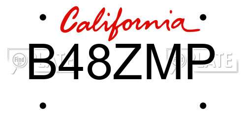 B48ZMP California License Plate