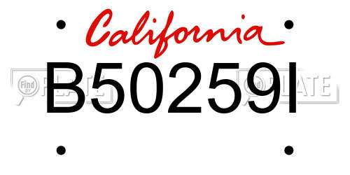 B50259I California License Plate