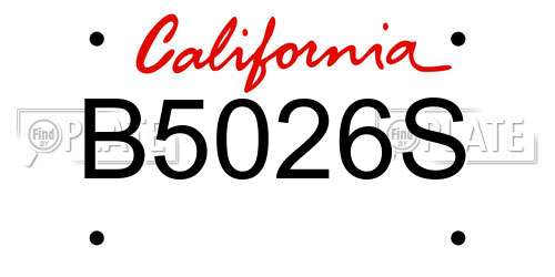 B5026S California License Plate