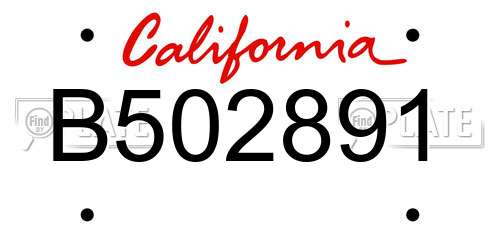 B502891 California License Plate