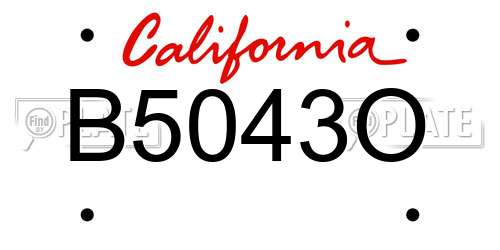 B5043O California License Plate