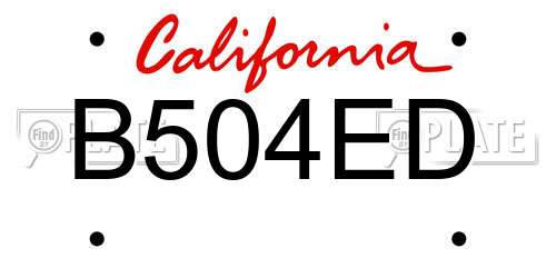B504ED California License Plate