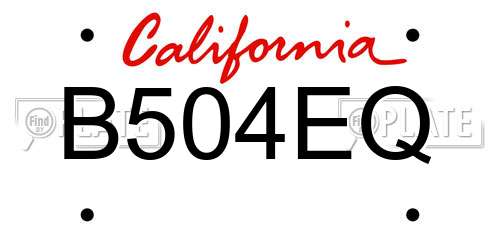 B504EQ California License Plate