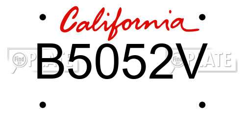 B5052V California License Plate
