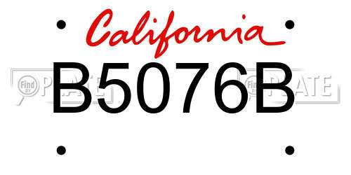 B5076B California License Plate