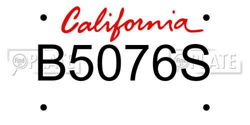B5076S California License Plate