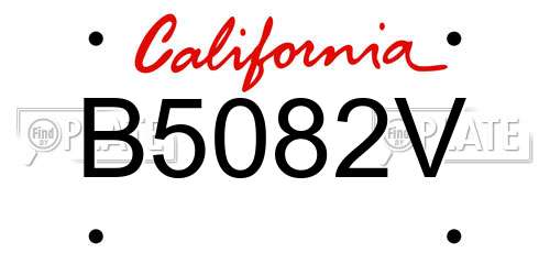 B5082V California License Plate