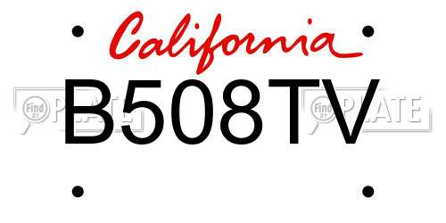 B508TV California License Plate