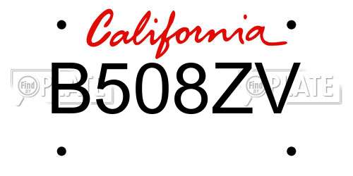 B508ZV California License Plate