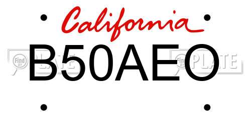 B50AEO California License Plate