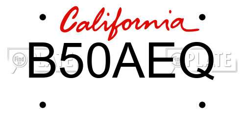 B50AEQ California License Plate