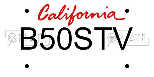B50STV California License Plate