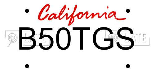 B50TGS California License Plate