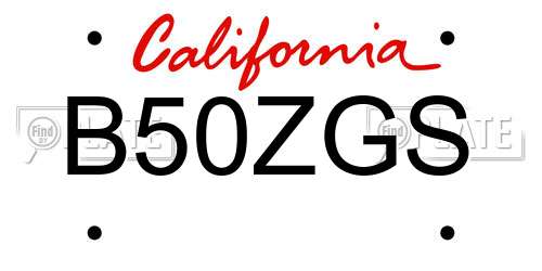 B50ZGS California License Plate
