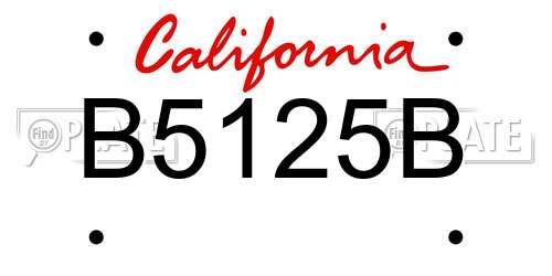 B5125B California License Plate