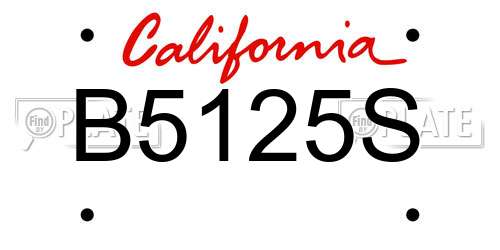 B5125S California License Plate