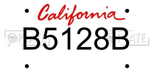 B5128B California License Plate