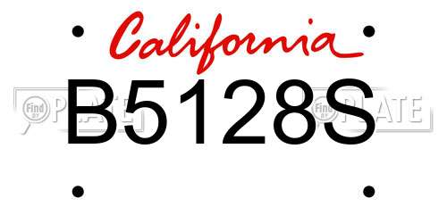 B5128S California License Plate