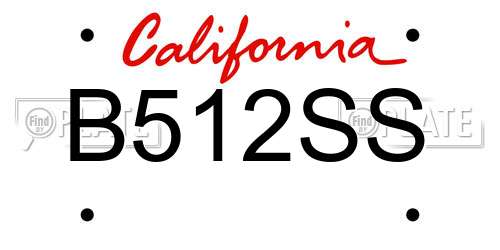 B512SS California License Plate